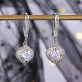 New Korea Sweet Cute Flower Crystal Temperament Geometric Shiny Zircon Earrings Statement Earrings for Women Girl Pendientes daiiibabyyy