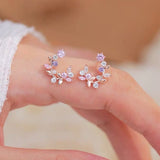 New Korea Sweet Cute Flower Crystal Temperament Geometric Shiny Zircon Earrings Statement Earrings for Women Girl Pendientes daiiibabyyy