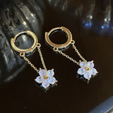 New Korea Sweet Cute Flower Crystal Temperament Geometric Shiny Zircon Earrings Statement Earrings for Women Girl Pendientes daiiibabyyy