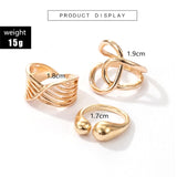 Tocona Vintage Gold Rings Sets for Women Cross Shell Starfish Clear Crytal Stone Geometric Wedding Ring Jewelry daiiibabyyy