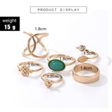 Tocona Vintage Gold Rings Sets for Women Cross Shell Starfish Clear Crytal Stone Geometric Wedding Ring Jewelry daiiibabyyy