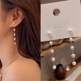 Imitation Pearl Long Earrings For Women Wedding White Round Pearl Dangle Earrings Korean Fashion Jewelry 2021 daiiibabyyy