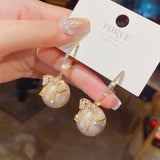 2021 New Fashion Korean Oversized White Pearl Drop Earrings for Women Bohemian Golden Round Zircon Wedding Earrings Jewelry Gift daiiibabyyy