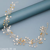 Pearl Rhinestone Flower Headband Wedding Hair Accessories For Women Bridal Headband Hair Jewelry Light Gold Wedding Accessories daiiibabyyy