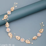 Pearl Rhinestone Flower Headband Wedding Hair Accessories For Women Bridal Headband Hair Jewelry Light Gold Wedding Accessories daiiibabyyy