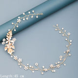 Pearl Rhinestone Flower Headband Wedding Hair Accessories For Women Bridal Headband Hair Jewelry Light Gold Wedding Accessories daiiibabyyy