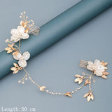 Pearl Rhinestone Flower Headband Wedding Hair Accessories For Women Bridal Headband Hair Jewelry Light Gold Wedding Accessories daiiibabyyy