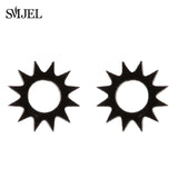 SMJEL Stainless Steel Earrings Geometric Women Men Hip hop Black Star Moon Stud Earring Fashion Jewelry Best Gift for Friend daiiibabyyy