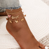 Bohemia Shell Star Chain Ankle Bracelet On Leg Foot Jewelry Boho Starfish key butterfly Charm Anklet Set For Women Accessories daiiibabyyy