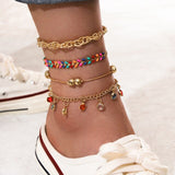 Bohemia Shell Star Chain Ankle Bracelet On Leg Foot Jewelry Boho Starfish key butterfly Charm Anklet Set For Women Accessories daiiibabyyy