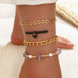 Bohemia Shell Star Chain Ankle Bracelet On Leg Foot Jewelry Boho Starfish key butterfly Charm Anklet Set For Women Accessories daiiibabyyy