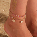 Bohemia Shell Star Chain Ankle Bracelet On Leg Foot Jewelry Boho Starfish key butterfly Charm Anklet Set For Women Accessories daiiibabyyy