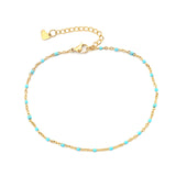 304 Stainless Steel Enamel Anklet Woman Gold Color Light Blue Anklets For Women Fashion Summer Beach Foot Leg Jewelry , 1 Piece daiiibabyyy