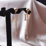 2021 New Fashion Kortean Long Dangle Earrings For Women Full Crystal Pearl Tassel Drop Earring Vintage Gold Brincos Jewelry daiiibabyyy