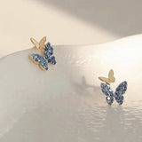 Korean Elegant Cute Rhinestone Butterfly Stud Earrings For Women Girls 2021 Fashion Sweet Cute Butterfly Earring Jewelry Gifts daiiibabyyy