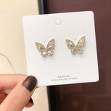 Korean Elegant Cute Rhinestone Butterfly Stud Earrings For Women Girls 2021 Fashion Sweet Cute Butterfly Earring Jewelry Gifts daiiibabyyy