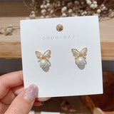 Korean Elegant Cute Rhinestone Butterfly Stud Earrings For Women Girls 2021 Fashion Sweet Cute Butterfly Earring Jewelry Gifts daiiibabyyy