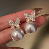 Korean Elegant Cute Rhinestone Butterfly Stud Earrings For Women Girls 2021 Fashion Sweet Cute Butterfly Earring Jewelry Gifts daiiibabyyy