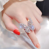 New Fashion Silver Color Dancing Moving Butterfly Rings Dainty Insect Minimalist Rings For Women Girls French Jewlery 2021 Trend daiiibabyyy