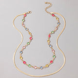 Tocona Colorful Luxury Colorful Beaded Choker Necklace for Women Charming Gold Color Alloy Metal Party Jewelry Collar 9505