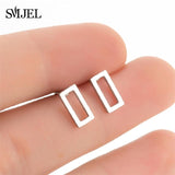 SMJEL Stainless Steel Earrings Geometric Women Men Hip hop Black Star Moon Stud Earring Fashion Jewelry Best Gift for Friend daiiibabyyy