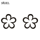 SMJEL Stainless Steel Earrings Geometric Women Men Hip hop Black Star Moon Stud Earring Fashion Jewelry Best Gift for Friend daiiibabyyy