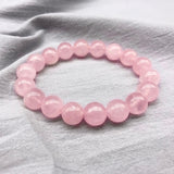 2021 Pink Rose Powder Crystal Quartz Natural Stone Streche Bracelet Elastic Cord Pulserase Jewelry Beads Lovers Woman Gift daiiibabyyy