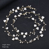 1Pc pearl flower head jewelry tiara white pearl leaf wedding headband bridal hair accessories for Women Bridal Head Ornament daiiibabyyy