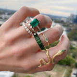 docona 6pcs/set Luxury Green Rhinestone Rings for Women Vintage Crystal Snake Adjustable Metal Ring Set Jewelry Anillos 18711 daiiibabyyy