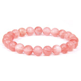 Fashion Natural Stone Pink Angelite Beads Bracelet 8mm Sunstone Beaded Energy Yoga Bracelet Jewelry for Women Handmade Gifts daiiibabyyy