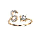 A-Z Letter Gold Color Metal Adjustable Opening Rings For Women Initials Name Alphabet Creative Finger Ring Trendy Party Jewelry daiiibabyyy