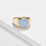 Smile Ring Simple Metal Drop Oil Smiley Rings For Women Spring Fine Lucky Jewelry Rings for Women daiiibabyyy