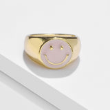 Smile Ring Simple Metal Drop Oil Smiley Rings For Women Spring Fine Lucky Jewelry Rings for Women daiiibabyyy