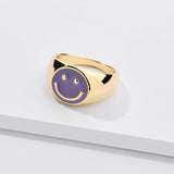 Smile Ring Simple Metal Drop Oil Smiley Rings For Women Spring Fine Lucky Jewelry Rings for Women daiiibabyyy