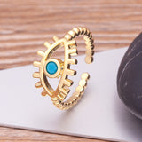 Fashion Bohemian Lucky Turkish Evil Eye Rhinestone Open Rings For Women Vintage Boho Adjustable Ring Copper Zircon Party Jewelry daiiibabyyy