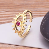 Fashion Bohemian Lucky Turkish Evil Eye Rhinestone Open Rings For Women Vintage Boho Adjustable Ring Copper Zircon Party Jewelry daiiibabyyy