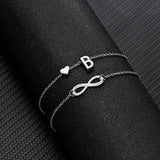 Summer New A-Z Letter Initial Anklets For Women Silver Color Heart Anklet Bracelet Leg Chain Fashion Beach Party Foot Jewelry daiiibabyyy