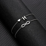 Summer New A-Z Letter Initial Anklets For Women Silver Color Heart Anklet Bracelet Leg Chain Fashion Beach Party Foot Jewelry daiiibabyyy