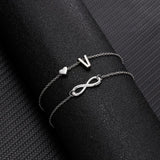 Summer New A-Z Letter Initial Anklets For Women Silver Color Heart Anklet Bracelet Leg Chain Fashion Beach Party Foot Jewelry daiiibabyyy