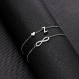 Summer New A-Z Letter Initial Anklets For Women Silver Color Heart Anklet Bracelet Leg Chain Fashion Beach Party Foot Jewelry daiiibabyyy