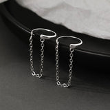 New Fashion Punk Stainless Steel Clip Earring for Teens Women Men Ear Cuffs Street Cool Jewelry 1Pcs Silver Color Chain Ear Clip daiiibabyyy