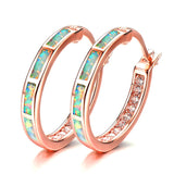 Luxury Female Round Circle Hoop Earrings Fashion Big White Man-Made Fire Opal Earrings For Women Bride Cute Wedding Jewelry daiiibabyyy