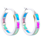 Luxury Female Round Circle Hoop Earrings Fashion Big White Man-Made Fire Opal Earrings For Women Bride Cute Wedding Jewelry daiiibabyyy