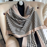 Thick Warm Winter Scarf Houndstooth Design Print Women Cashmere Pashmina Shawl Lady Wrap Scarves Knitted Female Foulard Blanket daiiibabyyy