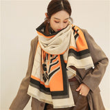 Thick Warm Winter Scarf Houndstooth Design Print Women Cashmere Pashmina Shawl Lady Wrap Scarves Knitted Female Foulard Blanket daiiibabyyy