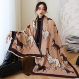 Thick Warm Winter Scarf Houndstooth Design Print Women Cashmere Pashmina Shawl Lady Wrap Scarves Knitted Female Foulard Blanket daiiibabyyy