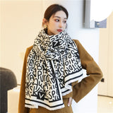 Thick Warm Winter Scarf Houndstooth Design Print Women Cashmere Pashmina Shawl Lady Wrap Scarves Knitted Female Foulard Blanket daiiibabyyy