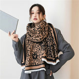 Thick Warm Winter Scarf Houndstooth Design Print Women Cashmere Pashmina Shawl Lady Wrap Scarves Knitted Female Foulard Blanket daiiibabyyy