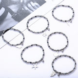 Stainless Steel Clover Charm Bracelets For Women Silvery Minimalism Round Beads Chain With Rhinestone Fashion Jewelry daiiibabyyy