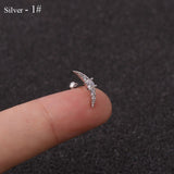 Rose Curved Cz Cartilage Stud Helix Rook Conch Screw Back Earring 10g Stainless Steel Ear Piercing Jewelry daiiibabyyy